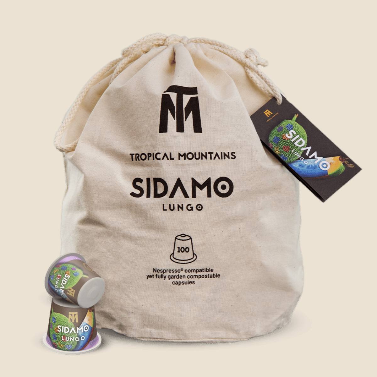 SIDAMO Lungo Organic Fair Trade Coffee Capsules refill bag