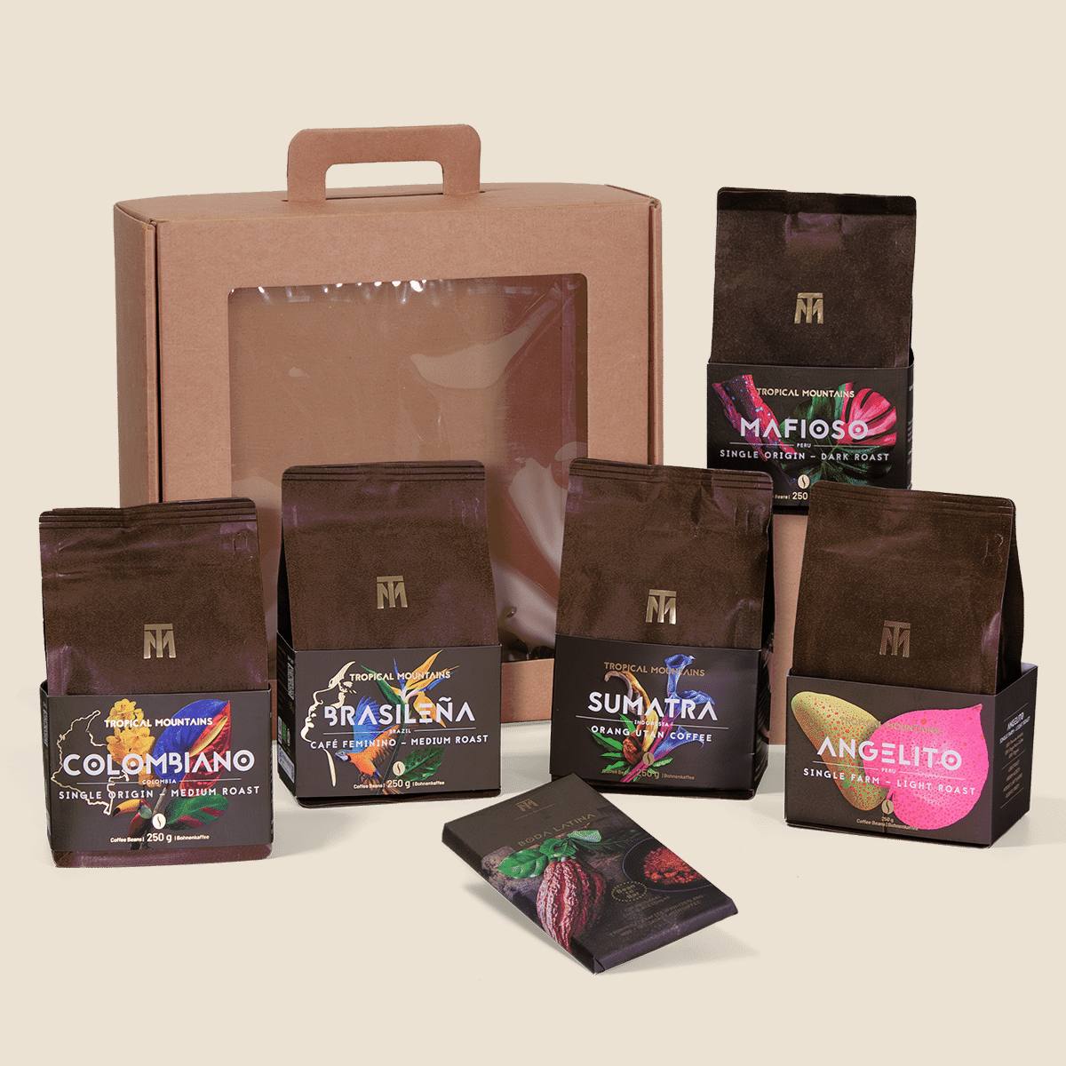 GeschenkIdee SINGLE ORIGIN COFFEE: Fair Trade Kaffeebohnen und Schokolade