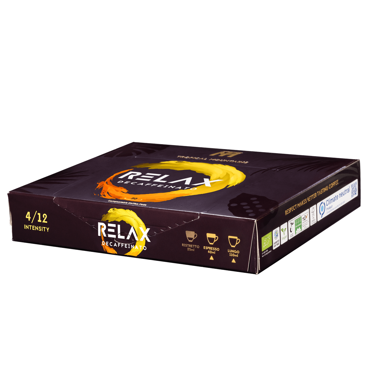 RELAX Decaf Lungo Bio Fair Trade Professional Office Pads