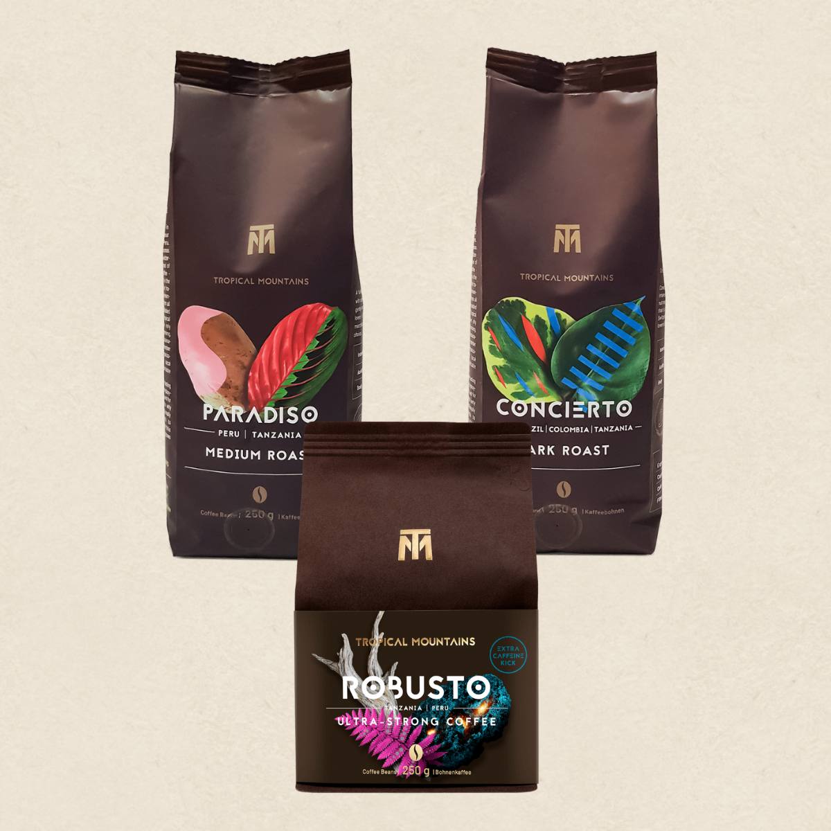 Set de dégustation ARABICA-ROBUSTA-BLEND 3 x 250 g