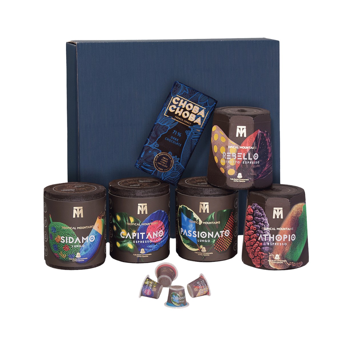 Geschenk-Idee AFRIC'AMERICA: Fair Trade Kapseln und Schokolade Geschenk-Idee AFRIC'AMERICA: Fair Trade Kapseln und Schokolade