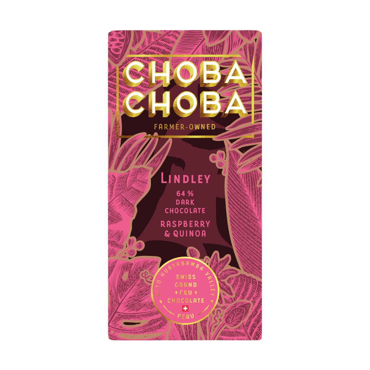 Choba Choba Lindley Raspberry & Quinoa 64% Bio Schokolade 91g Choba Choba Lindley Raspberry & Quinoa 64% Bio Schokolade 91g