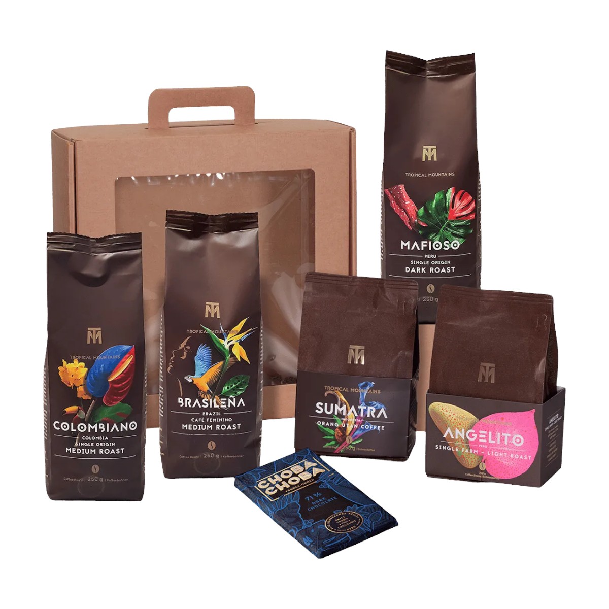 Gift idea SINGLE ORIGIN COFFEE: Fair Trade coffee beans and chocolate