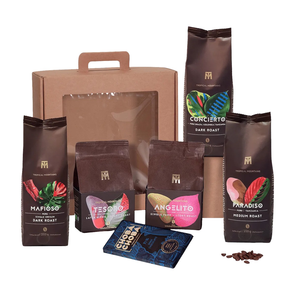 Gift idea SINGLE ORIGINS & BLENDS: Fair Trade coffee beans and chocolate