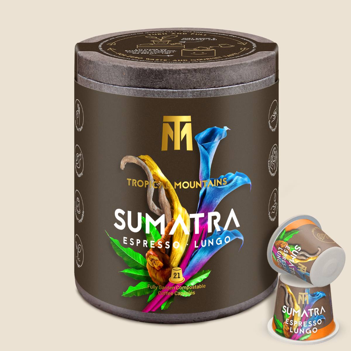 SUMATRA Espresso Lungo Organic Fair Trade Coffee Capsules 