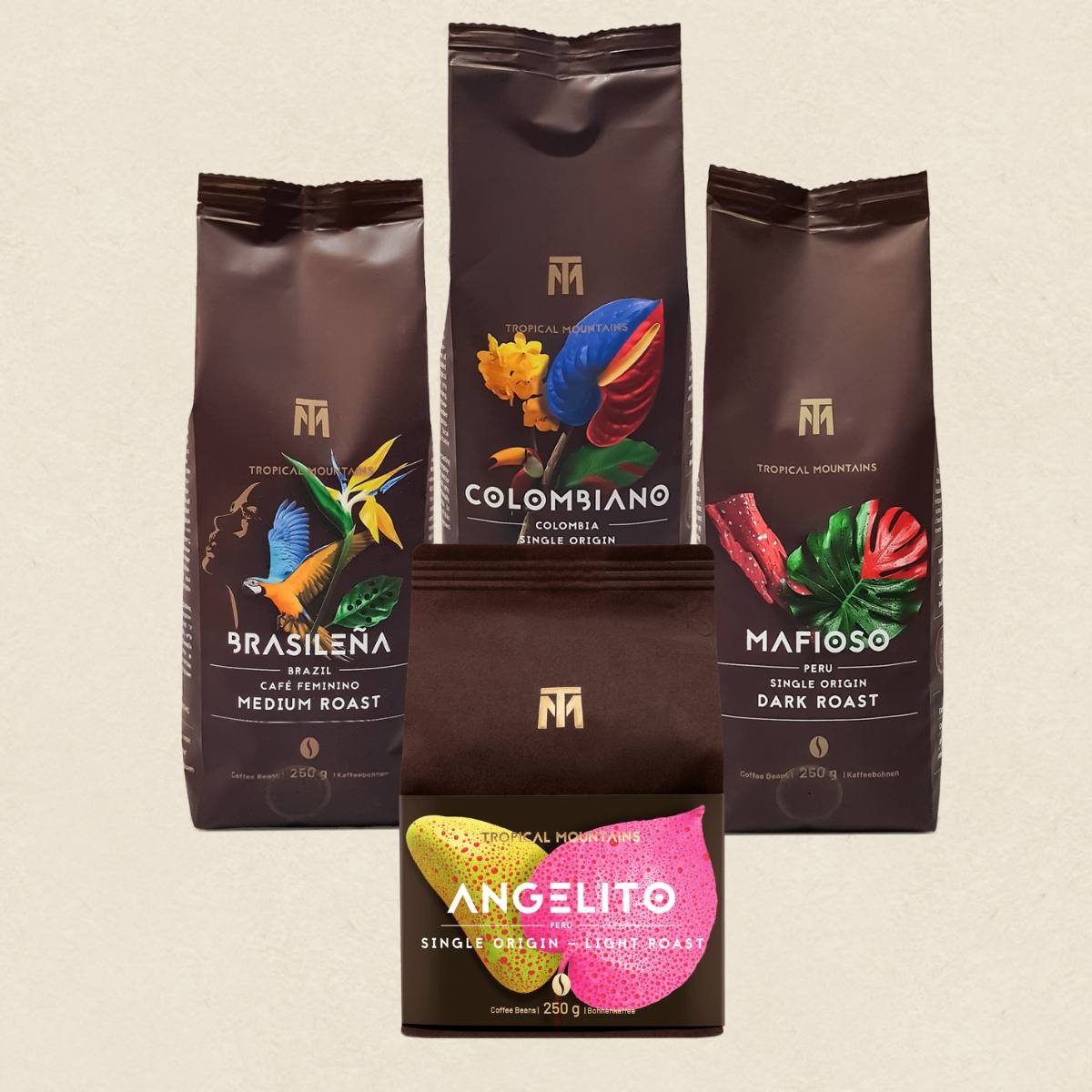 Probierset 100% ARABICA SINGLE ORIGIN 4 x 250 g