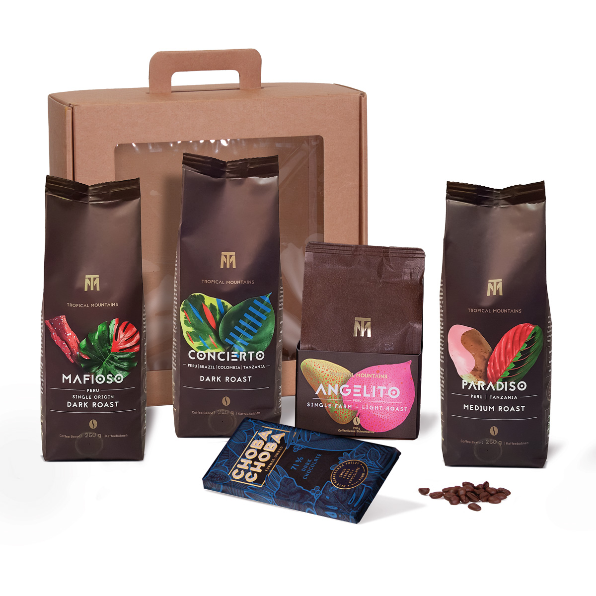 Geschenk-Idee SINGLE ORIGINS & BLENDS: Fair Trade Kaffeebohnen und Schokolade
